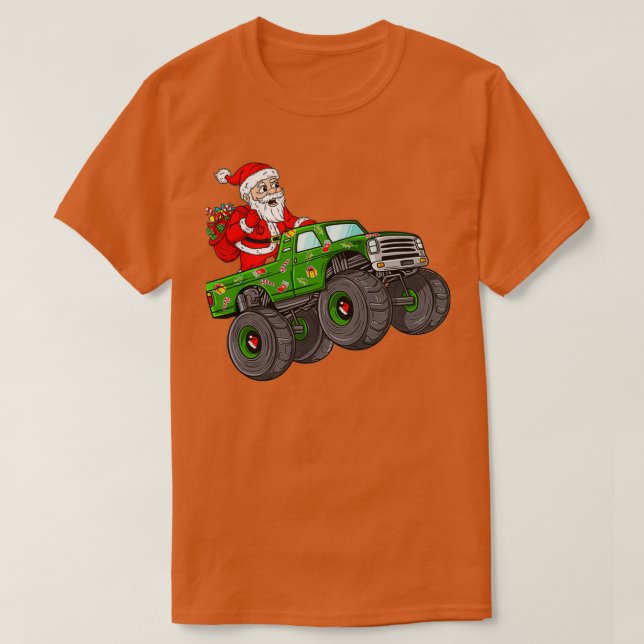 Christmas Santa Claus Riding In Monster Truck Boys T-Shirt (Design Front)