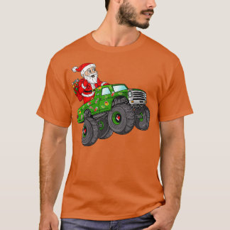 Christmas Santa Claus Riding In Monster Truck Boys T-Shirt