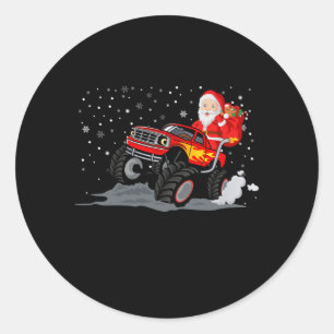 Christmas Santa Claus Riding In Truck Boys Classic Round Sticker