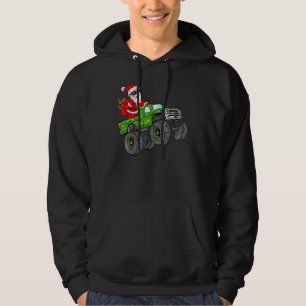 Christmas Santa Claus Riding Monster Truck Boys Ki Hoodie