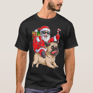 Christmas Santa Claus Riding Pug Boys Men Pugmas T-Shirt