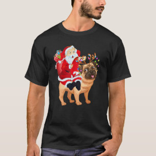 Christmas Santa Claus Riding Pug Xmas Boys Men Pug T-Shirt