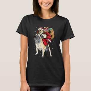 Christmas Santa Claus Riding Pug Xmas Boys Men Pug T-Shirt