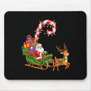 Christmas Santa Claus Riding Reindeer Lights Men W Mouse Pad