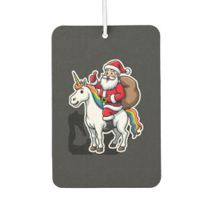 Christmas Santa Claus Riding Unicorn - Xmas Girls  Car Air Freshener