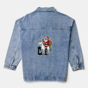 Christmas Santa Claus Riding Unicorn - Xmas Girls Denim Jacket