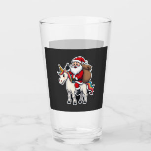 Christmas Santa Claus Riding Unicorn - Xmas Girls Glass
