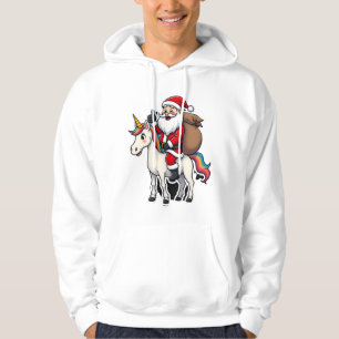 Christmas Santa Claus Riding Unicorn - Xmas Girls Hoodie