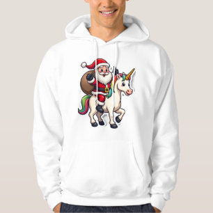 Christmas Santa Claus Riding Unicorn - Xmas Girls Hoodie