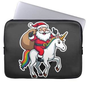 Christmas Santa Claus Riding Unicorn - Xmas Girls  Laptop Sleeve