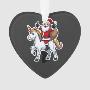 Christmas Santa Claus Riding Unicorn - Xmas Girls Ornament