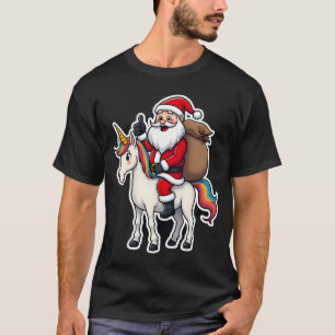 Christmas Santa Claus Riding Unicorn - Xmas Girls  T-Shirt