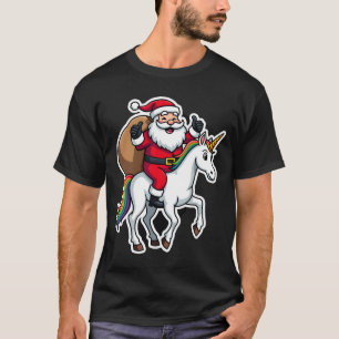 Christmas Santa Claus Riding Unicorn - Xmas Girls  T-Shirt