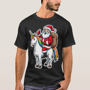 Christmas Santa Claus Riding Unicorn - Xmas Girls  T-Shirt