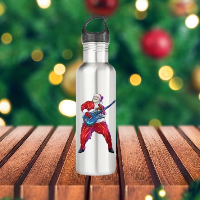 Christmas santa claus rock punk 710 ml water bottle (Creator Uploaded)