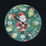 Christmas Santa Claus Seamless Pattern-82909 Round Clock<br><div class="desc">Christmas Santa Claus Seamless Pattern-82909</div>
