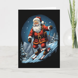 Christmas Santa Claus Skiing Xmas Ski Skier Card
