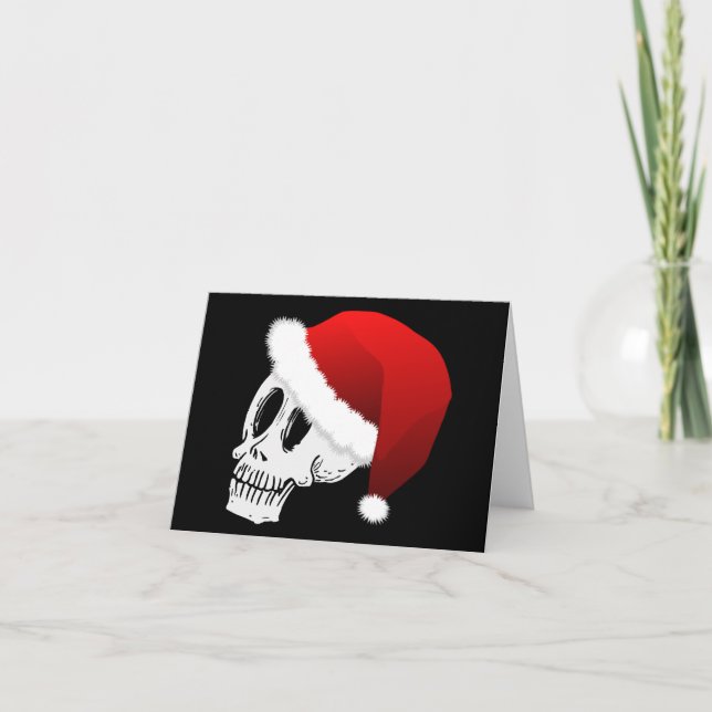 Christmas Santa Claus Skull Custom Holiday Card (Front)