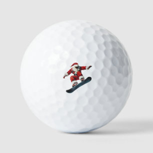 Christmas Santa Claus Snowboard Snowboarding Snowb Golf Balls