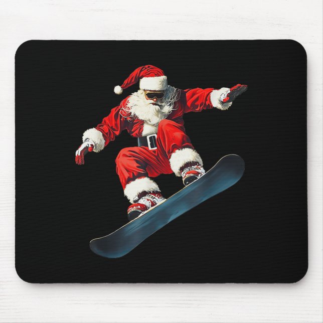 Christmas Santa Claus Snowboard Snowboarding Snowb Mouse Pad (Front)