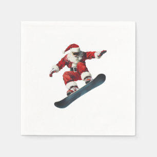 Christmas Santa Claus Snowboard Snowboarding Snowb Napkin