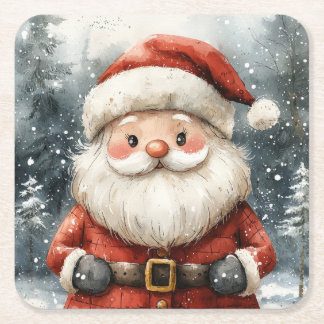 Christmas  Santa Claus Snowfall Square Coasters