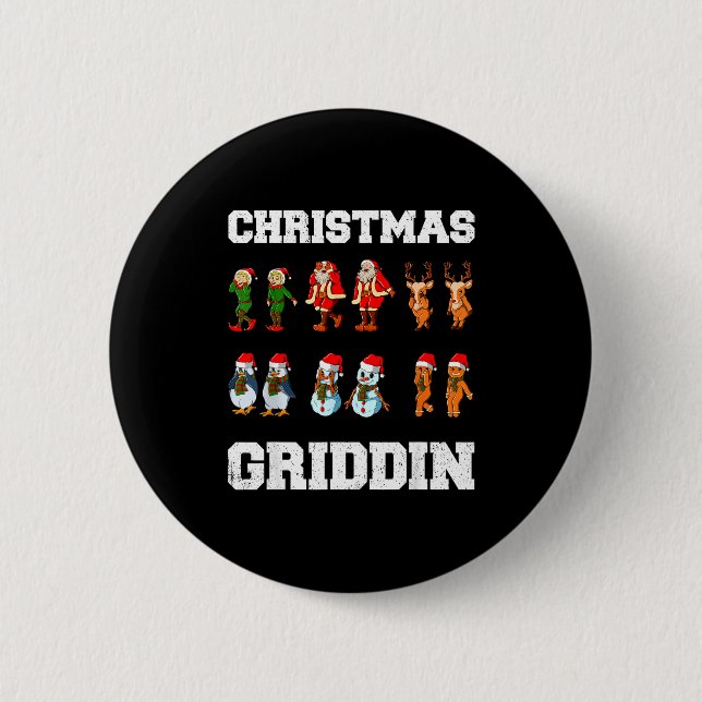 Christmas Santa Claus Snowman Reindeer Griddy Grid 6 Cm Round Badge (Front)