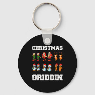 Christmas Santa Claus Snowman Reindeer Griddy Grid Key Ring