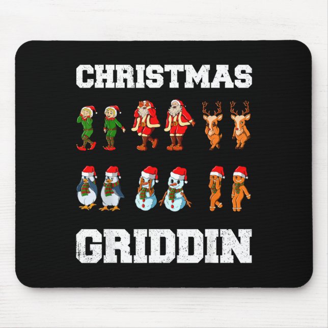 Christmas Santa Claus Snowman Reindeer Griddy Grid Mouse Pad (Front)