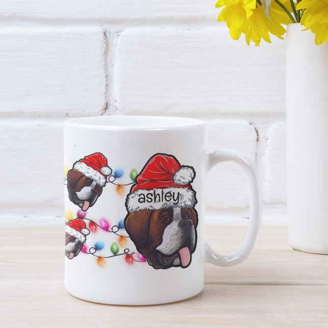 Christmas Santa Claus St. Bernard Pet Dog Head Coffee Mug (Creator Uploaded)