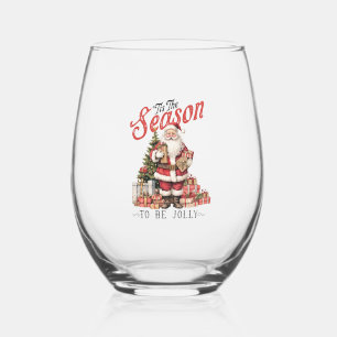 Christmas Santa Claus Stemless Wine Glass