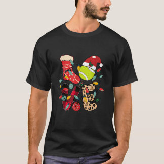 Christmas Santa Claus Tennis Game Tennis Racket Hu T-Shirt