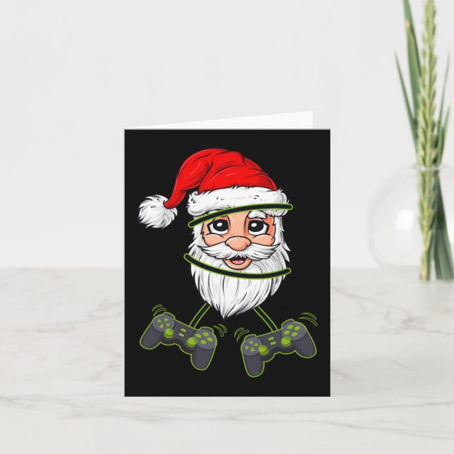 Christmas Santa Claus Video Game Controllers Boys  Card (Front)