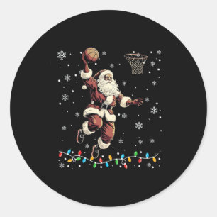 Christmas Santa Claus Volleyball Pajama Xmas Mens Classic Round Sticker