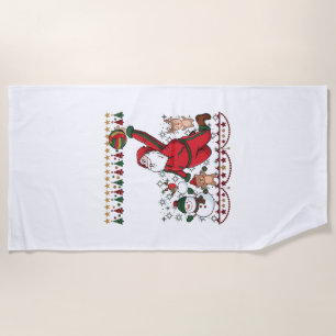 Christmas Santa Claus Volleyball Snowman Reindeer Beach Towel
