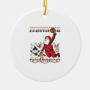 Christmas Santa Claus Volleyball Snowman Reindeer Ceramic Tree Decoration