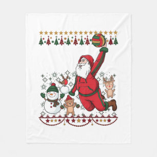 Christmas Santa Claus Volleyball Snowman Reindeer Fleece Blanket