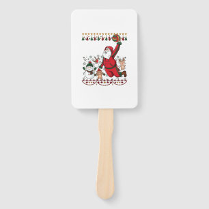 Christmas Santa Claus Volleyball Snowman Reindeer Hand Fan