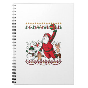 Christmas Santa Claus Volleyball Snowman Reindeer Notebook