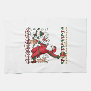 Christmas Santa Claus Volleyball Snowman Reindeer Tea Towel