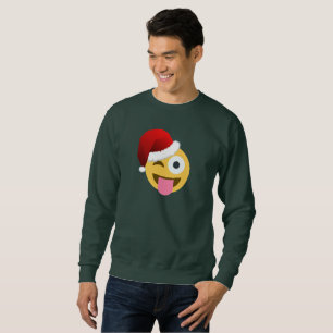 christmas santa claus winking emoji men sweatshirt