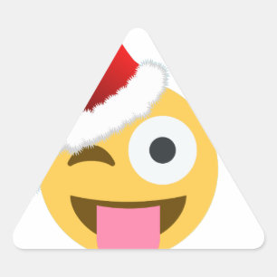 christmas santa claus winking emoji triangle sticker