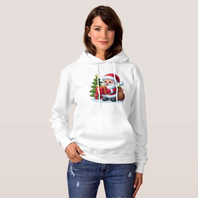 Christmas Santa Claus with a beautiful gift Hoodie (Front Full)