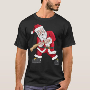 Christmas Santa Claus With Baseball Bat Baseball T-Shirt