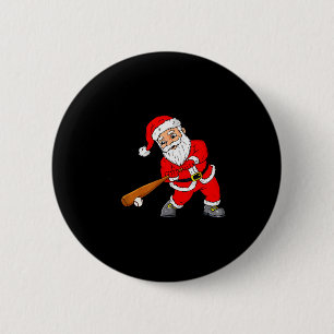 Christmas Santa Claus With Baseball Bat Boys Kids  6 Cm Round Badge