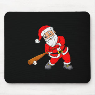 Christmas Santa Claus With Baseball Bat Boys Kids  Mouse Pad