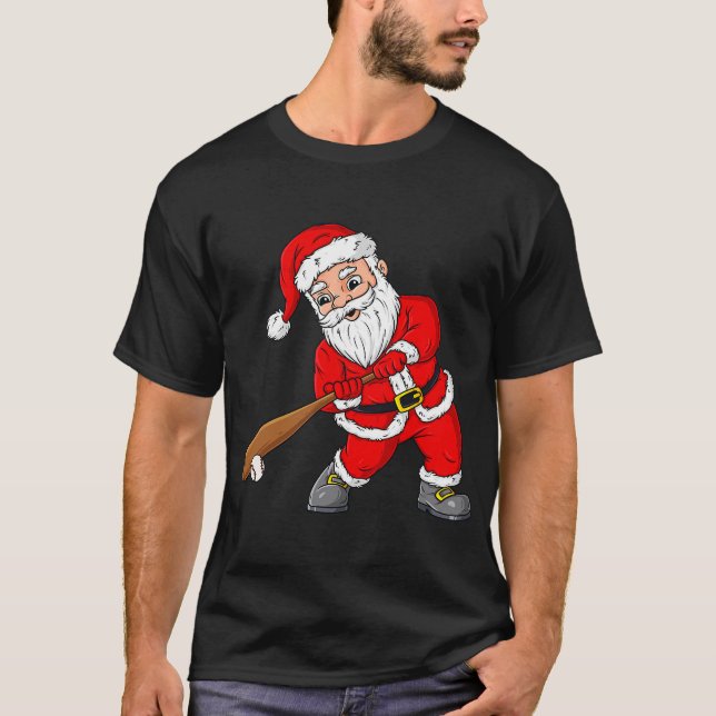 Christmas Santa Claus With Baseball Bat Boys Kids  T-Shirt (Front)