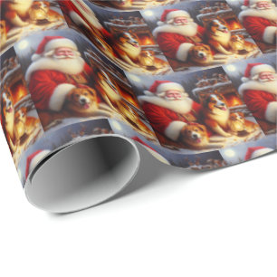 Christmas Santa Claus with Dogs 1 Wrapping Paper