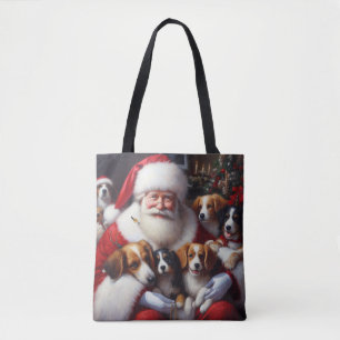 Christmas Santa Claus with Dogs 2 Tote Bag