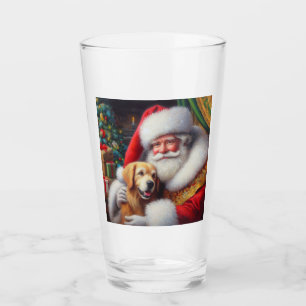Christmas Santa Claus with Dogs 3 Glass